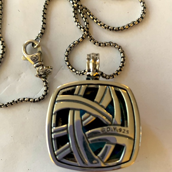 David Yurman 925 sterling silver chatelaine blue topaz with diamonds necklace - Picture 3 of 5